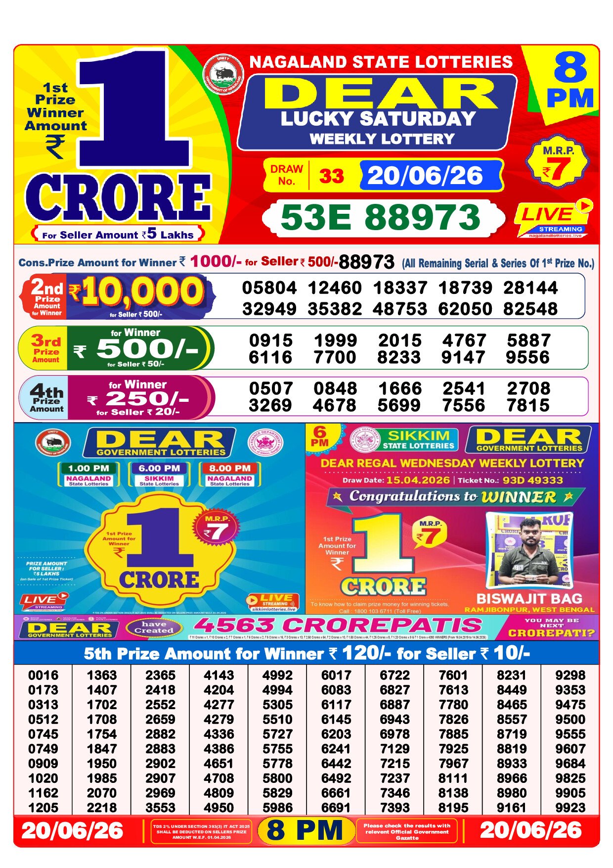 8 PM Lottery Result