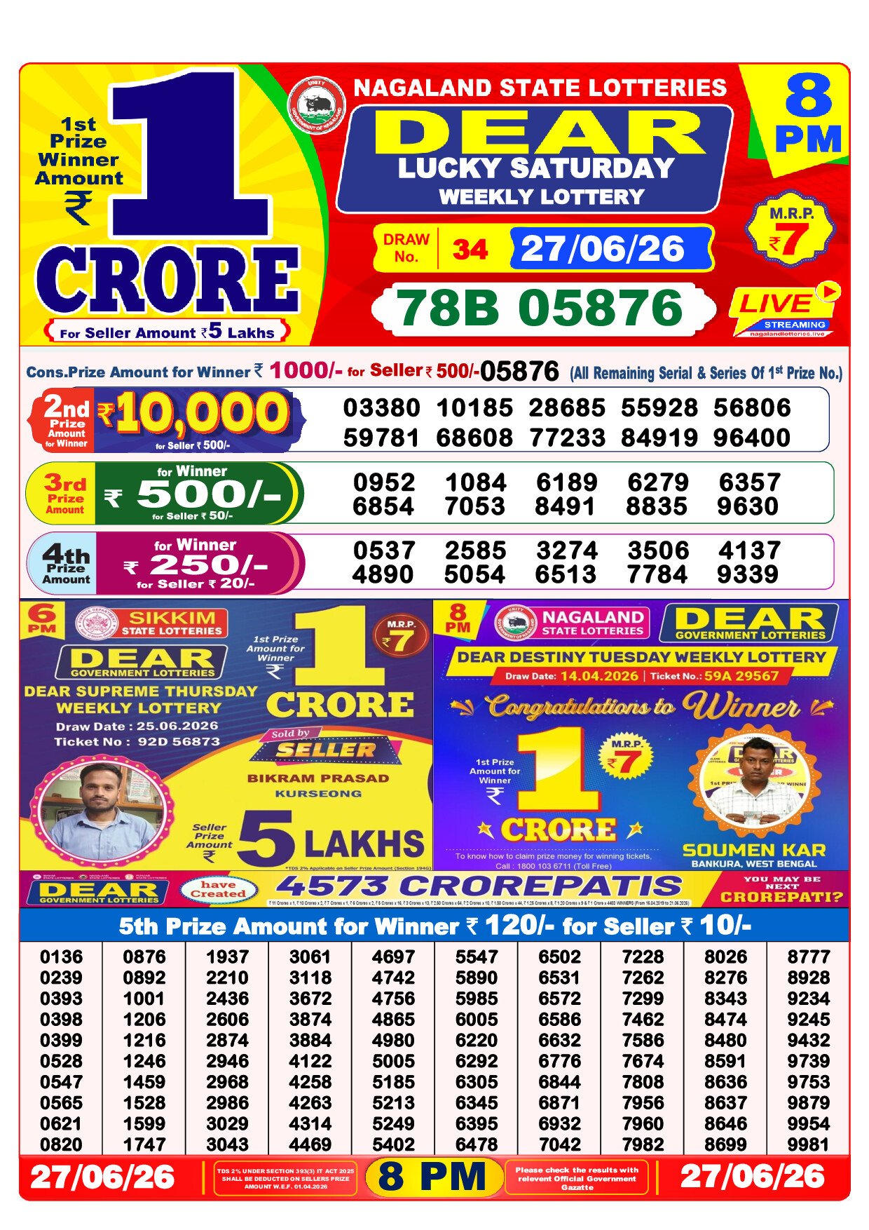 8 PM Lottery Result