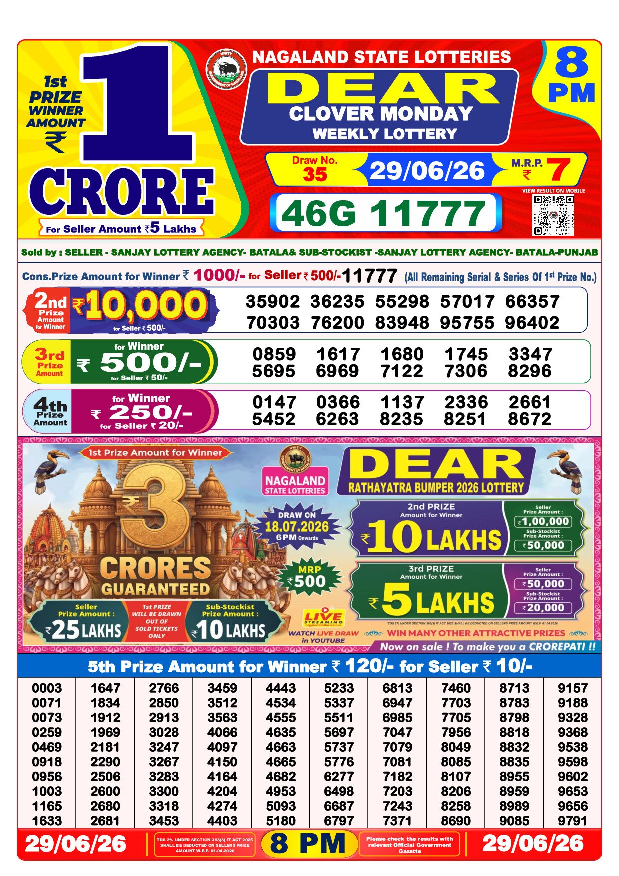 8 PM Lottery Result