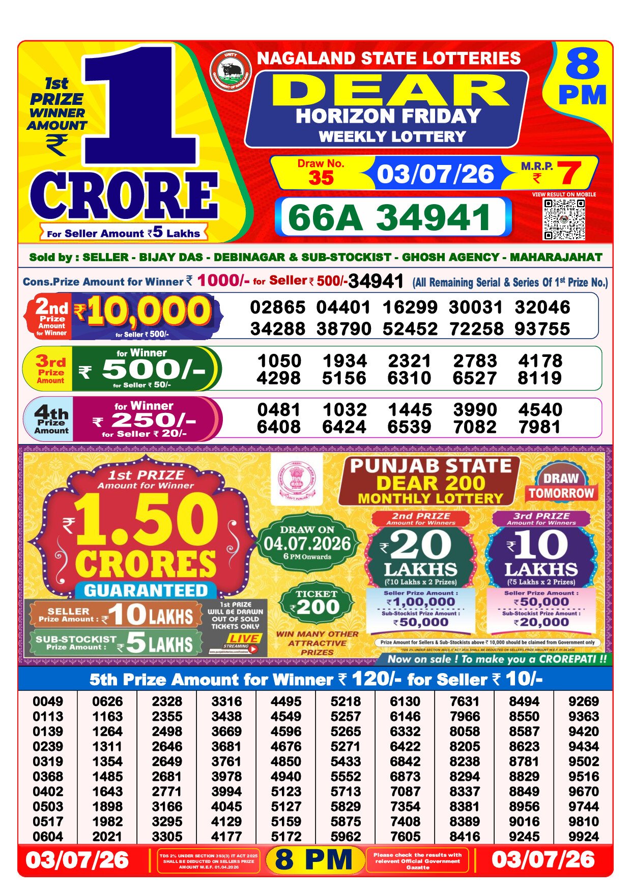 8 PM Lottery Result