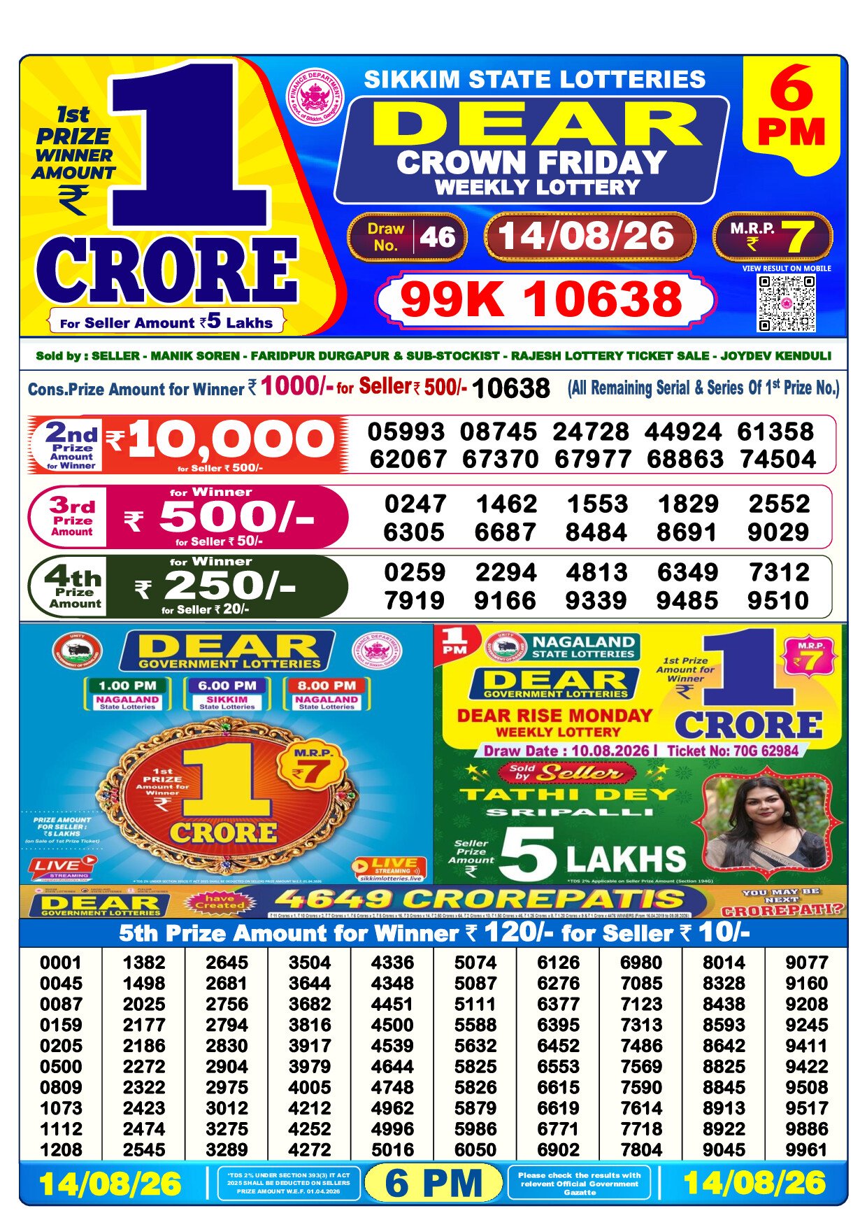 6 PM Lottery Result